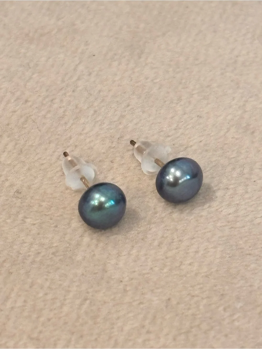 10k Yellow Gold Cultured Black Pearl Stud Earrings NEW Made in Italy